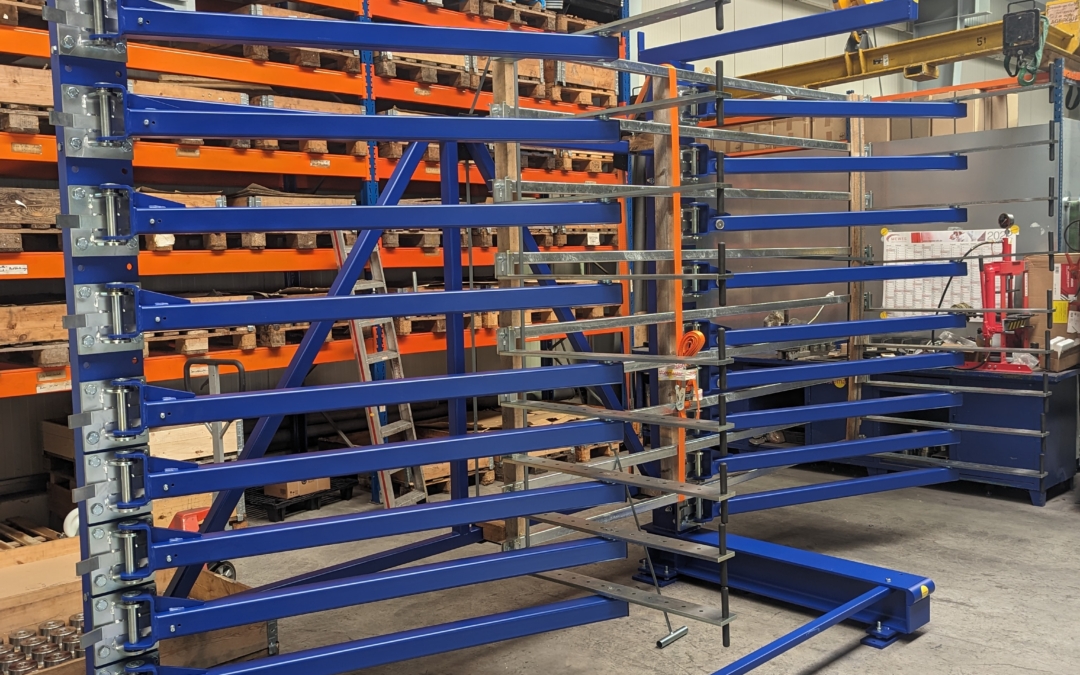 Ready for dispatch: Simplissimo® long goods storage system with swing-out storage levels