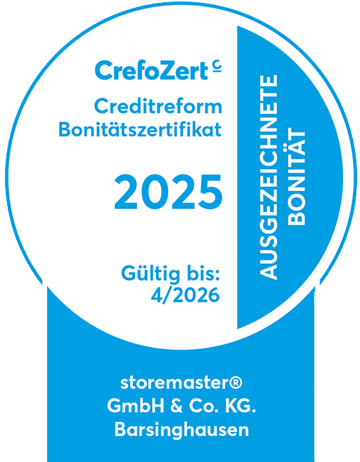 Excellent credit rating! storemaster® is your strong partner.