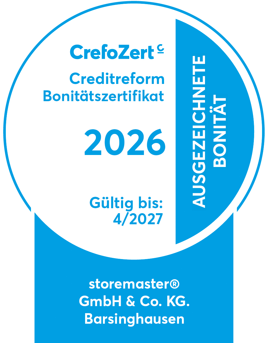 Excellent credit rating! storemaster® is your strong partner.